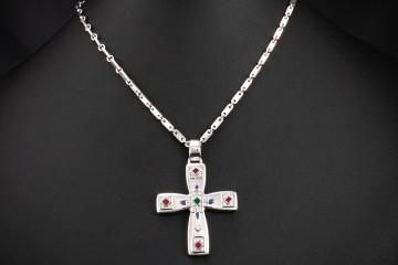 Cartier Kreuz Collier Orig. Weißgold Kette Anhänger St. Petersburg 90 cm