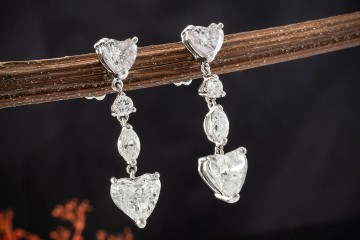 Herz Diamant Ohrringe Ohrstecker Herzschliff Diamanten 3,50 Ct. Weißgold