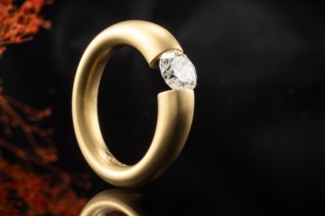 Niessing Spannring Solitär Ring mit Diamant Brillant 1,01 Ct IF Gelbgold