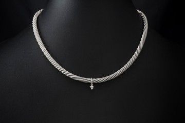 Wellendorff Collier Kette Prinzesse Seidenkordel 44 cm Weißgold 750 OVP