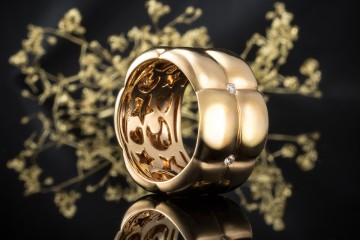 Al Coro Ring Breiter schwerer Ring mit Diamanten in 750er Roségold Gr 55