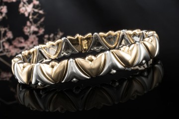 BVLGARI Bicolor Armreif Armspange Flexibel Massiv Gelbgold Weißgold 750