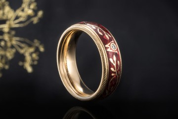 Wellendorff Ring Hibiscus Drehring mit 1 Diamant in 750er Gelbgold Gr 56