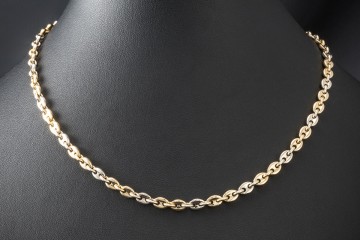 Cartier Collier Klassische Bohnenkette 45 cm in 750er Gelbgold Weißgold