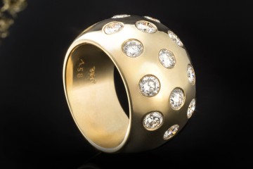 Diamant Ring Goldschmiedearbeit Handarbeit Brillanten Massiv in Gelbgold