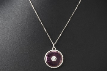 Victor Mayer Collier Kette Emaille Lila Diamanten Weißgold 750 Limitiert