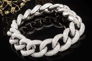 Armband mit 12,75 Ct Diamanten Panzerarmband massiv 139 Gr. Weißgold 750