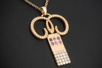 Jazychic Widder Sternzeichen Anhänger Pink Saphir Diamanten Roségold 750