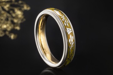 Wellendorff Ring Pistazie Drehring mit 1 Diamant in 750er Weißgold Gr 58