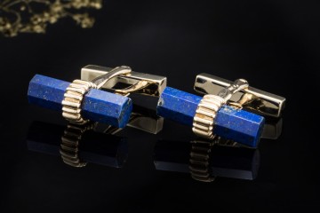 Manschettenknöpfe Tiffany & Co. T-Bar mit Lapislazuli in 750er Gelbgold