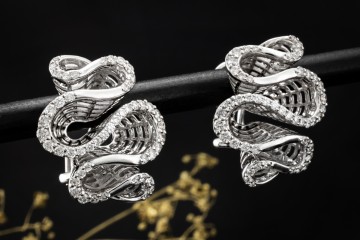 Schlangen Ohrringe Große Ohrstecker mit Clip Diamanten in 750er Weißgold