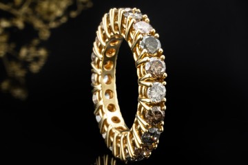 Memoire Ring Natürlich mit Diamanten in Erdtönen Cognac Braun 750er Gold