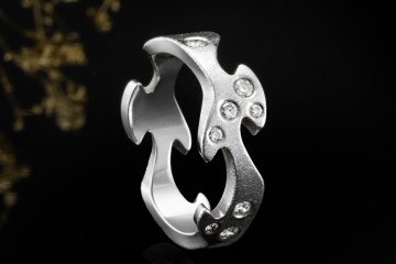 Georg Jensen Ring mit Diamanten Außergewöhnliche 750er Weißgold Arbeit