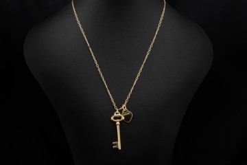 Tiffany & Co. Keys Collier Kette Herz und Schlüssel Anhänger in Gelbgold