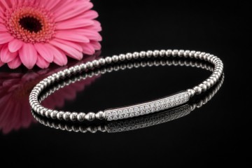 Stretch Armband Kugelarmband flexibel mit Diamanten in 750er Weißgold