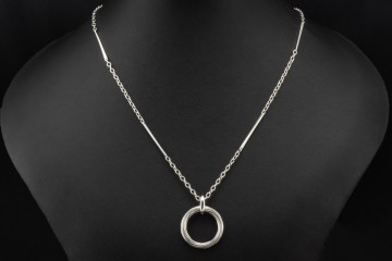 Wempe Collier Kette Runder Kreis Anhänger in 750er Weißgold Handarbeit