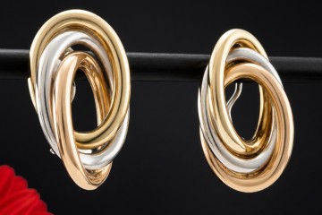 BVLGARI Tricolor Ohrringe Ohrclips in 750er Gelbgold Weißgold Roségold