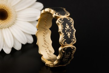 Antiker Trauerring John Taylor 1846 Ring Schwarz Gold in Gelbgold 750