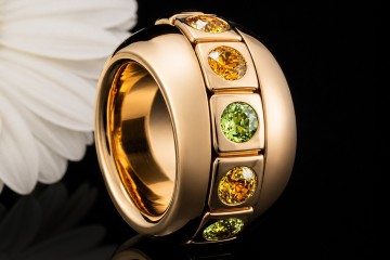 Odenwald Eternity Drehring Tango mit bunten Saphiren Massiv Gelbgold 750
