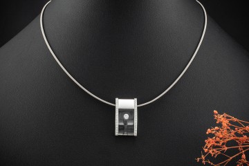 Bunz Collier mit Brillanten Platin Halsreif mit Glas Anhänger Zertifikat