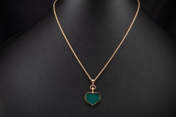 Chopard Happy Hearts Herz Collier mit Brillant und grünem Achat in Rotgold