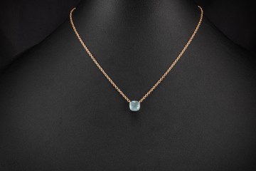 Pomellato Nudo Petit Collier Kette Hellblauer Topas in Rosegold Full Set
