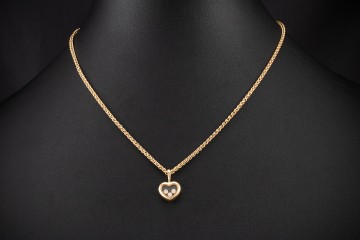 Chopard Herz Collier Happy Diamonds 3 Diamanten Brillanten Gold 750 OVP