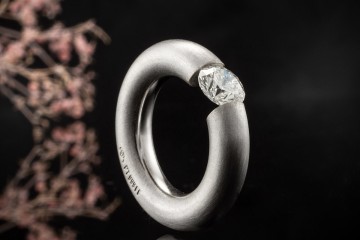 Niessing Spannring Solitär Ring Rund Diamant Brillant 1,09 Ct Platin 999