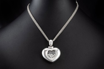 Chopard Happy Diamonds Herz Anhänger XL Modell 12 Diamanten Weißgold 750