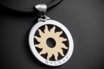 Bvlgari Anhänger Tondo Sun XL Kettenanhänger Bicolor Stahl Gelbgold 750