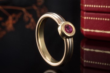 Cartier Vintage Ring 1 Rubin in Gelbgold Roségold Weißgold 750 Full Set
