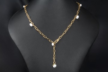 Pomellato Collier Capri Ceramica 90 cm Y-Kette Weiß Peridot Gelbgold 750