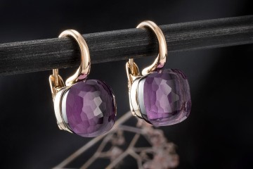 Pomellato Ohrringe Ohrstecker Nudo Classic mit Amethyst Lila in Gold 750