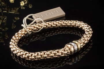 Fope Flex'it Armband in 750er Roségold 3 Ringe Gelbgold Weißgold 18 cm