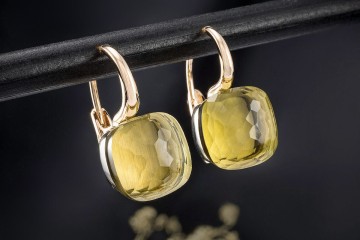 Pomellato Ohrringe Ohrstecker Nudo Classic mit Zitronenquarz 750er Gold