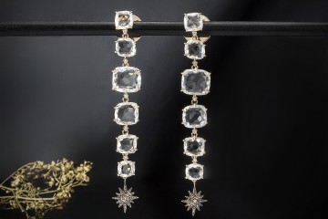 H.Stern Ohrringe Lang Moonlight Nacional Bergkristall Diamanten Roségold