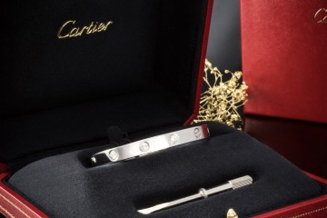 Cartier Love Armreif Armband Bracelet 6 Diamanten Weißgold Gr16 Full Set