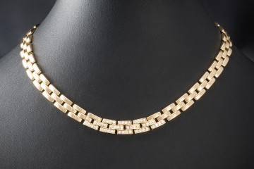 Cartier Collier Kette Maillon Panthère mit Diamanten in 750er Gelbgold