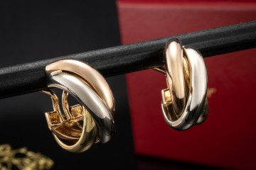 Cartier Trinity Ohrringe Creolen Gelbgold Weißgold Rotgold 750 Full Set