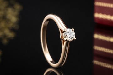 Cartier Solitär Ring 1895 mit Diamant 0,24 Carat Verlobungsring Roségold
