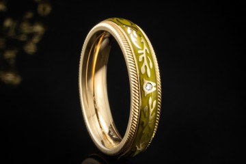 Wellendorff Ring Pistazie Fantasie Drehring Grün 1 Diamant Gelbgold 750