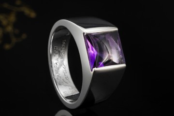 Cartier Tank Ring mit Amethyst Lila Großes Modell Gr. 52 in Weißgold 750