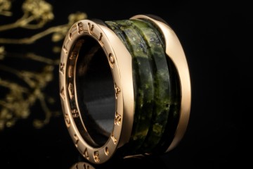 BVLGARI B.zero1 Ring mit Marmor Grüner Naturstein 750er Roségold Gr. 55