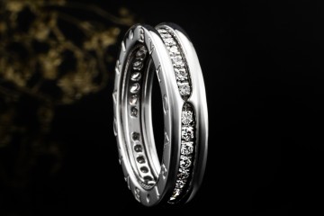 BVLGARI B.zero1 1-Band Memoire Ring Diamanten in 750er Weißgold Größe 54