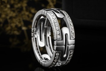 BVLGARI Parentesi Ring mit Diamanten in 750er Weißgold OVP Größe 55