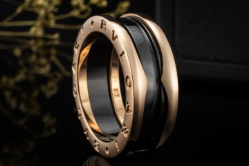 BVLGARI B.zero1 2-Band Ring Schwarze Keramik in 750er Roségold Full Set