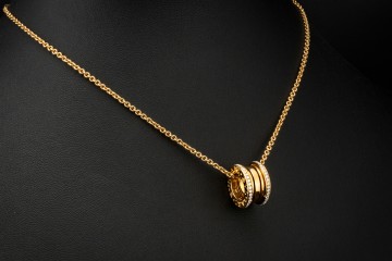 BVLGARI B.zero1 Collier Kette mit Anhänger Diamanten in 750er Gelbgold