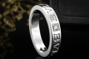 BVLGARI B.zero1 Ring Essential Band Solitär Diamant in Weißgold 750 OVP