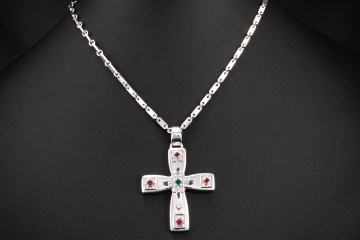 Cartier Kreuz Collier Orig. Weißgold Kette Anhänger St. Petersburg 90 cm