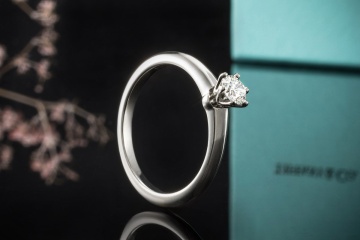 Tiffany & Co Solitär Ring Setting mit Diamant 0,24 Ct in Platin Full Set